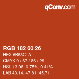カラーコード: RGB 182 60 26 | qconv.com