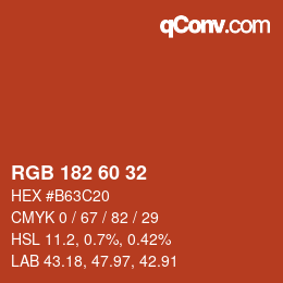 カラーコード: RGB 182 60 32 | qconv.com