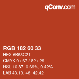 カラーコード: RGB 182 60 33 | qconv.com