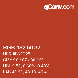 カラーコード: RGB 182 60 37 | qconv.com