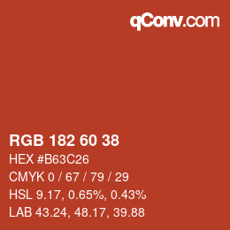カラーコード: RGB 182 60 38 | qconv.com