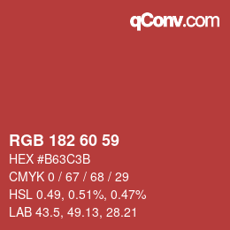 カラーコード: RGB 182 60 59 | qconv.com