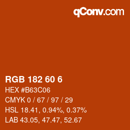 カラーコード: RGB 182 60 6 | qconv.com