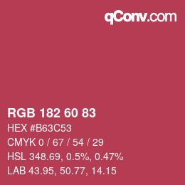 カラーコード: RGB 182 60 83 | qconv.com