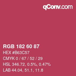 Color code: RGB 182 60 87 | qconv.com