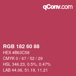 カラーコード: RGB 182 60 88 | qconv.com