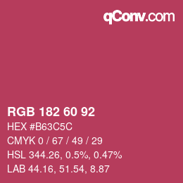 カラーコード: RGB 182 60 92 | qconv.com