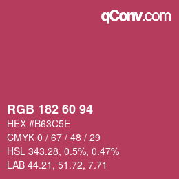 颜色代码: RGB 182 60 94 | qconv.com
