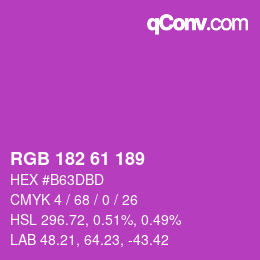 Color code: RGB 182 61 189 | qconv.com
