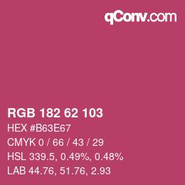 Color code: RGB 182 62 103 | qconv.com