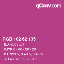 颜色代码: RGB 182 62 135 | qconv.com