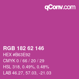 カラーコード: RGB 182 62 146 | qconv.com