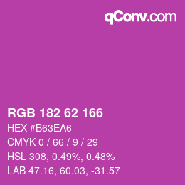 颜色代码: RGB 182 62 166 | qconv.com