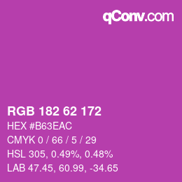 Color code: RGB 182 62 172 | qconv.com