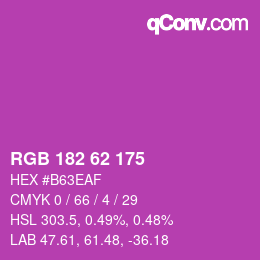 Color code: RGB 182 62 175 | qconv.com