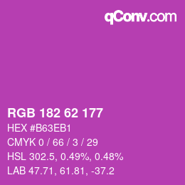 カラーコード: RGB 182 62 177 | qconv.com