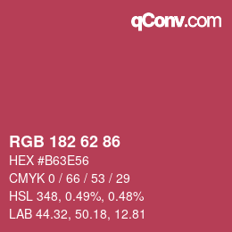 カラーコード: RGB 182 62 86 | qconv.com