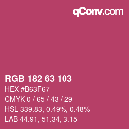 Color code: RGB 182 63 103 | qconv.com