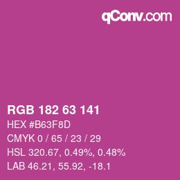 颜色代码: RGB 182 63 141 | qconv.com