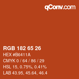 カラーコード: RGB 182 65 26 | qconv.com