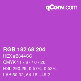 Color code: RGB 182 68 204 | qconv.com