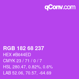 Color code: RGB 182 68 237 | qconv.com