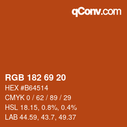 Color code: RGB 182 69 20 | qconv.com