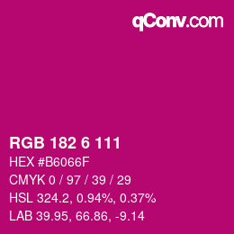 Color code: RGB 182 6 111 | qconv.com