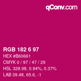 Color code: RGB 182 6 97 | qconv.com