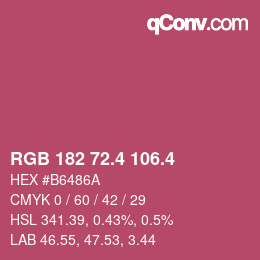 カラーコード: RGB 182 72.4 106.4 | qconv.com