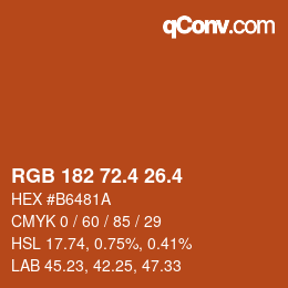 カラーコード: RGB 182 72.4 26.4 | qconv.com