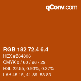 カラーコード: RGB 182 72.4 6.4 | qconv.com