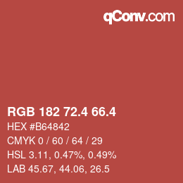 カラーコード: RGB 182 72.4 66.4 | qconv.com