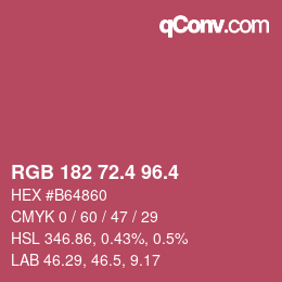 カラーコード: RGB 182 72.4 96.4 | qconv.com
