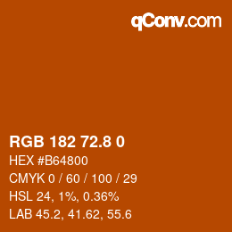 カラーコード: RGB 182 72.8 0 | qconv.com