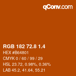カラーコード: RGB 182 72.8 1.4 | qconv.com