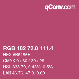 カラーコード: RGB 182 72.8 111.4 | qconv.com