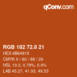 カラーコード: RGB 182 72.8 21 | qconv.com