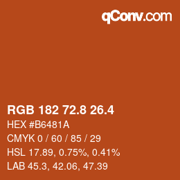 カラーコード: RGB 182 72.8 26.4 | qconv.com