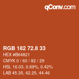 Color code: RGB 182 72.8 33 | qconv.com