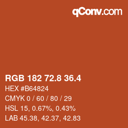 カラーコード: RGB 182 72.8 36.4 | qconv.com
