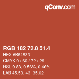 カラーコード: RGB 182 72.8 51.4 | qconv.com