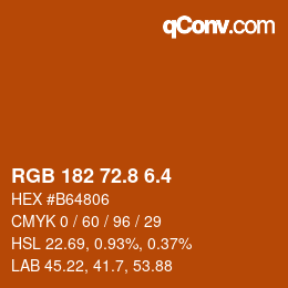 カラーコード: RGB 182 72.8 6.4 | qconv.com