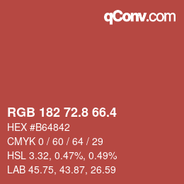 カラーコード: RGB 182 72.8 66.4 | qconv.com
