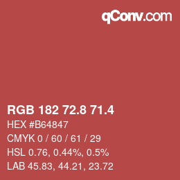 カラーコード: RGB 182 72.8 71.4 | qconv.com