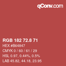 Farbcode: RGB 182 72.8 71 | qconv.com