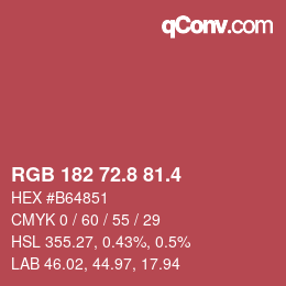 カラーコード: RGB 182 72.8 81.4 | qconv.com