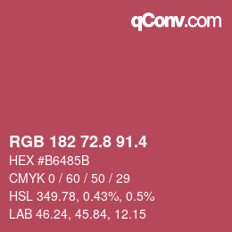カラーコード: RGB 182 72.8 91.4 | qconv.com