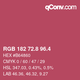 カラーコード: RGB 182 72.8 96.4 | qconv.com