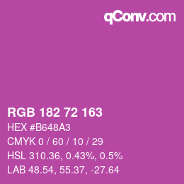 Color code: RGB 182 72 163 | qconv.com